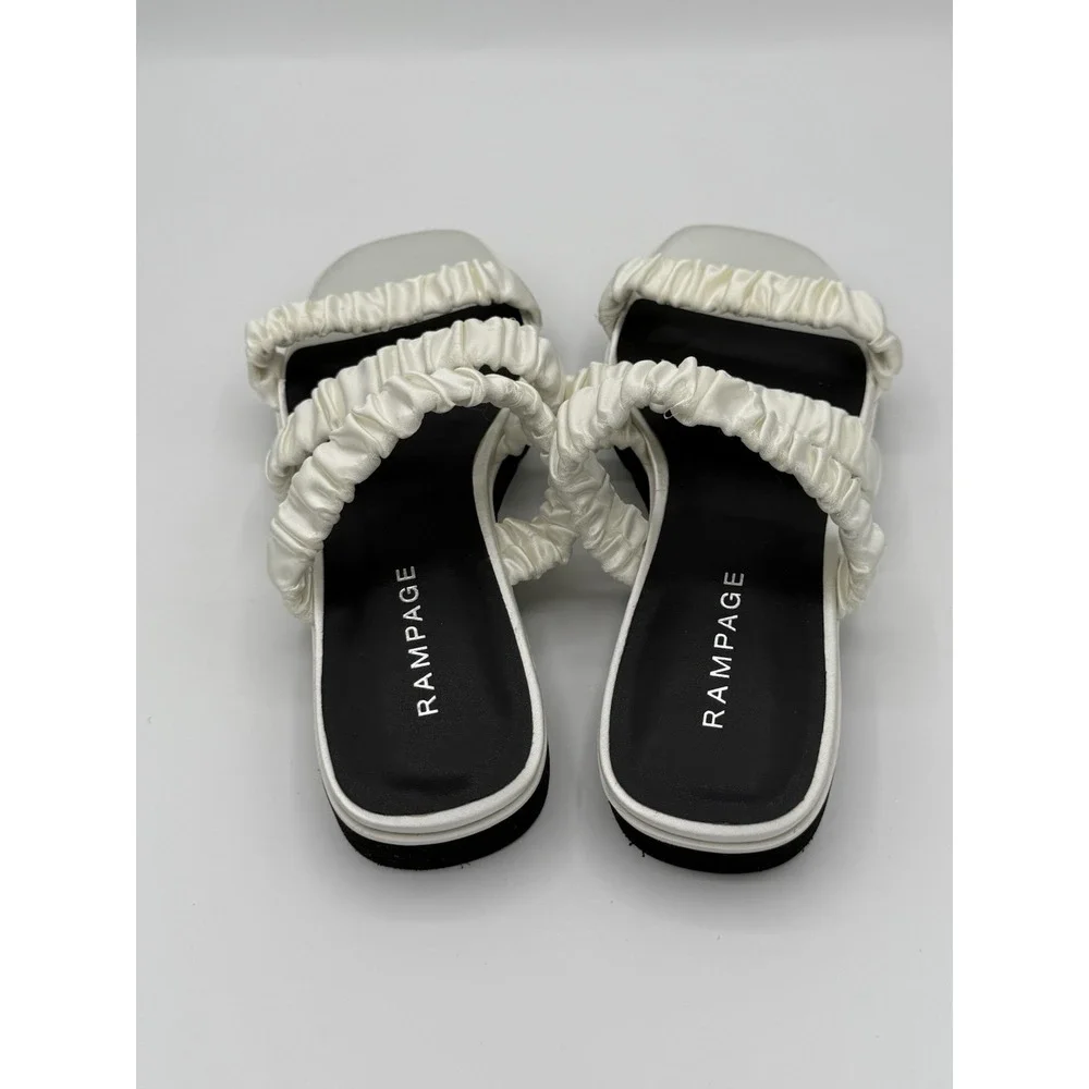 Rampage Strappy Sandals Women's White Satin Size 6‎ New Wedding Flat